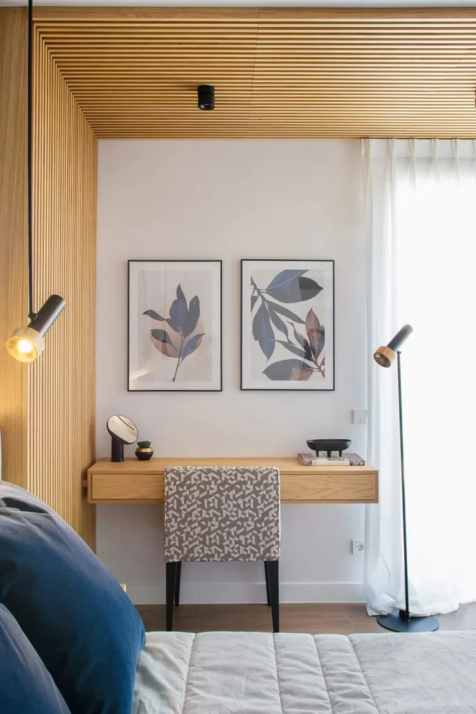 Interiorismo online. Despacho en dormitorio