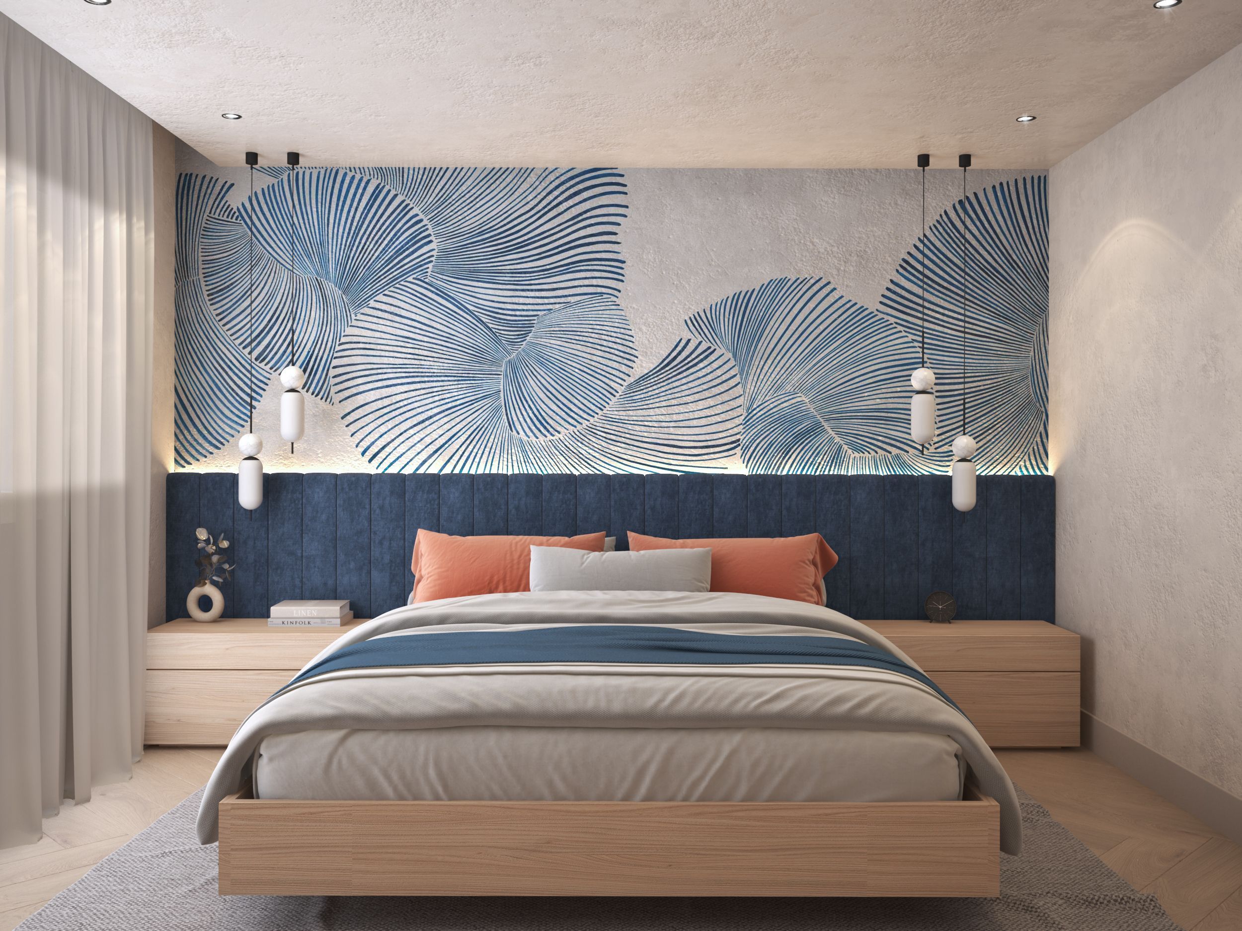 infografía 3d de interiorismo de dormitorio. Icónica Interiors